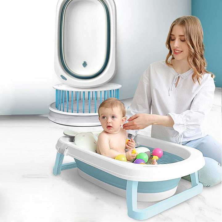 Baby Plastic Baby Foldable Bath Tub with Anti Slip Base