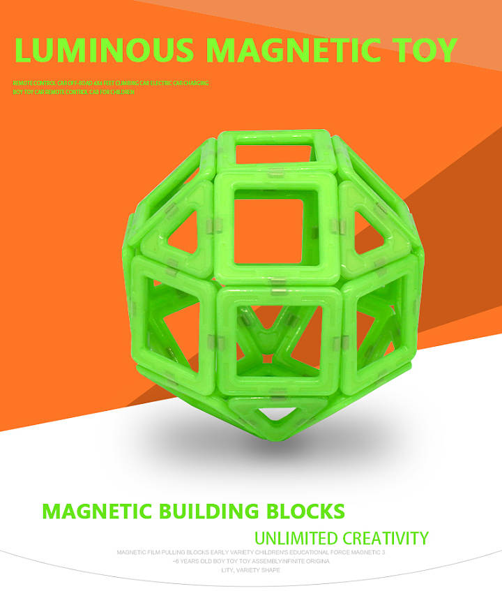 30Pcs Luminous Plastic Magnetic Building Blocks Set For Ages 3Y+
