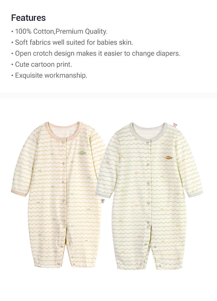 Baby Long-sleeved Romper Baby Soft  Stripe Print Onesie Outfit