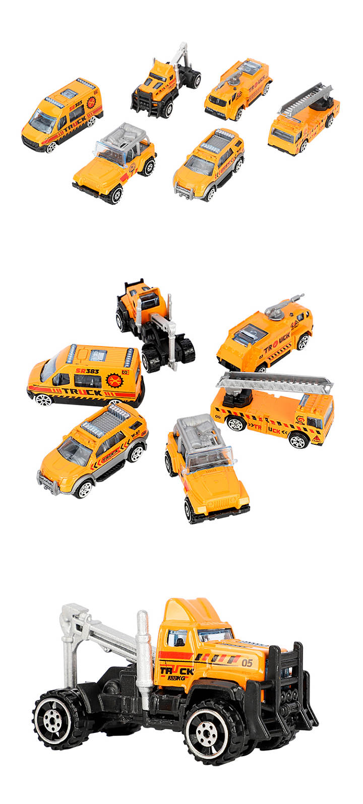6Pcs Kids Engineering Construction Vehicle Toy Set For Ages 3+