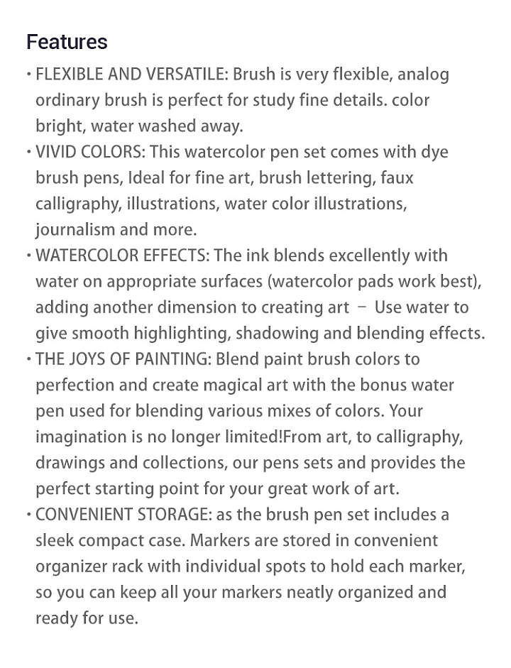Watercolor Brush Pens Set for Painting with Soft Flexible Nylon Brush Tips Calligraphy