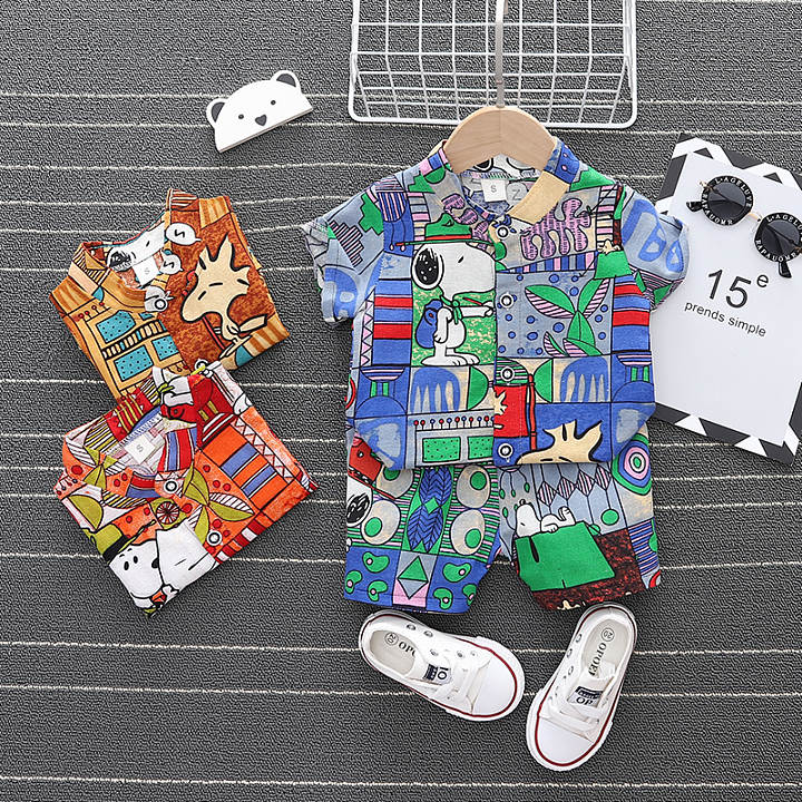 Boys Snoopy Pattern Short Sleeve Suit, for 6-24 Months