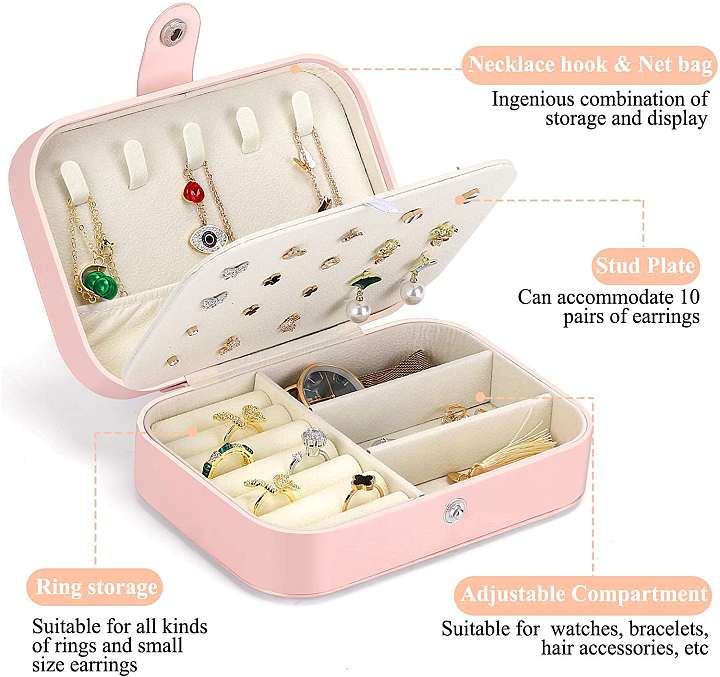 Portable Jewelry Box Organizer Display Storage Case For Travel