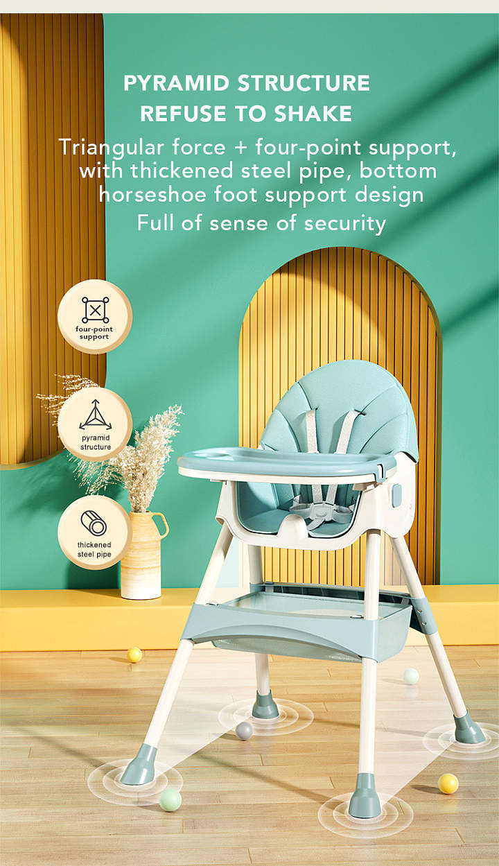 5 in 1 Foldable Convertible Dining High Chair For Baby 6Months+